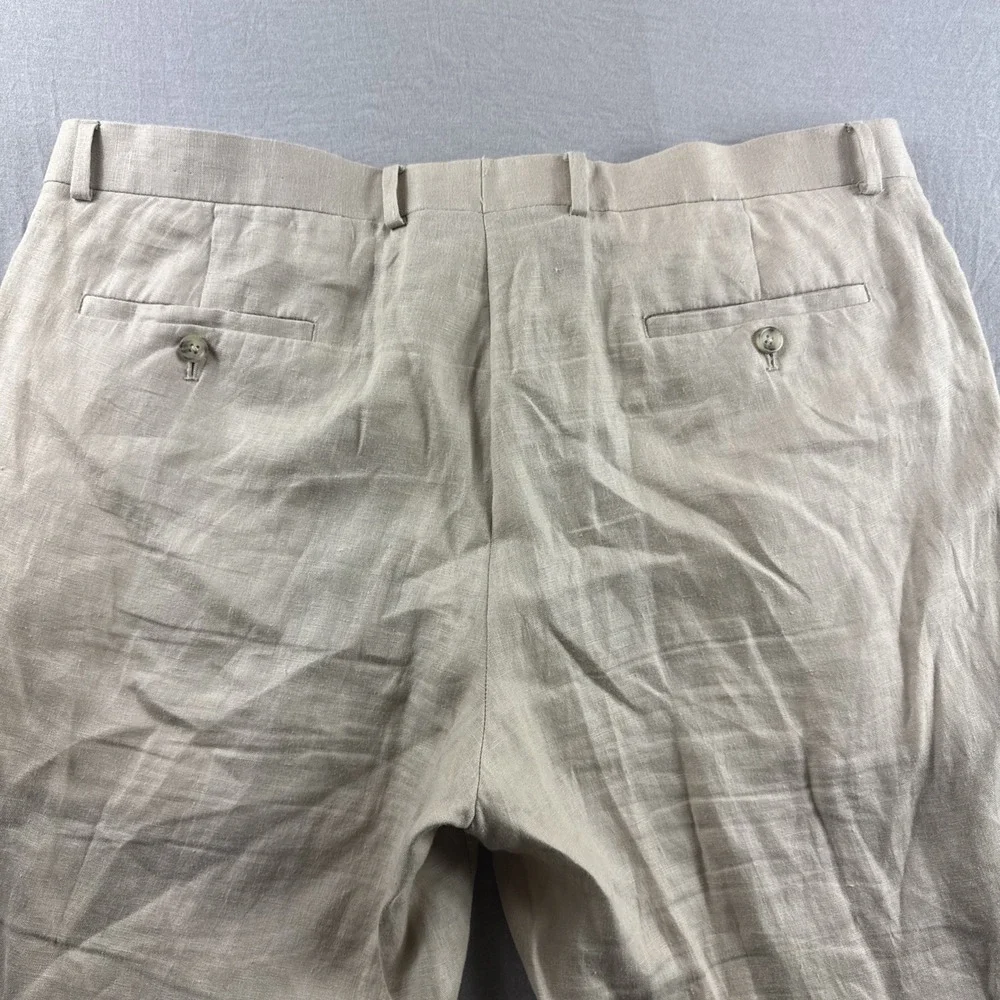 Pronto Uomo Platinum Linen Pants Mens 40x30 Beige Khakis Chinos Slacks Preppy